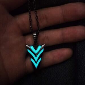 Glow-in-the-Dark Arrowhead Pendant Necklace | Luminous Tribal Blade Necklace